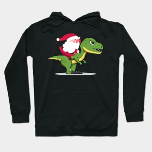 Santa Riding Dinosaur T rex funny christmas Hoodie